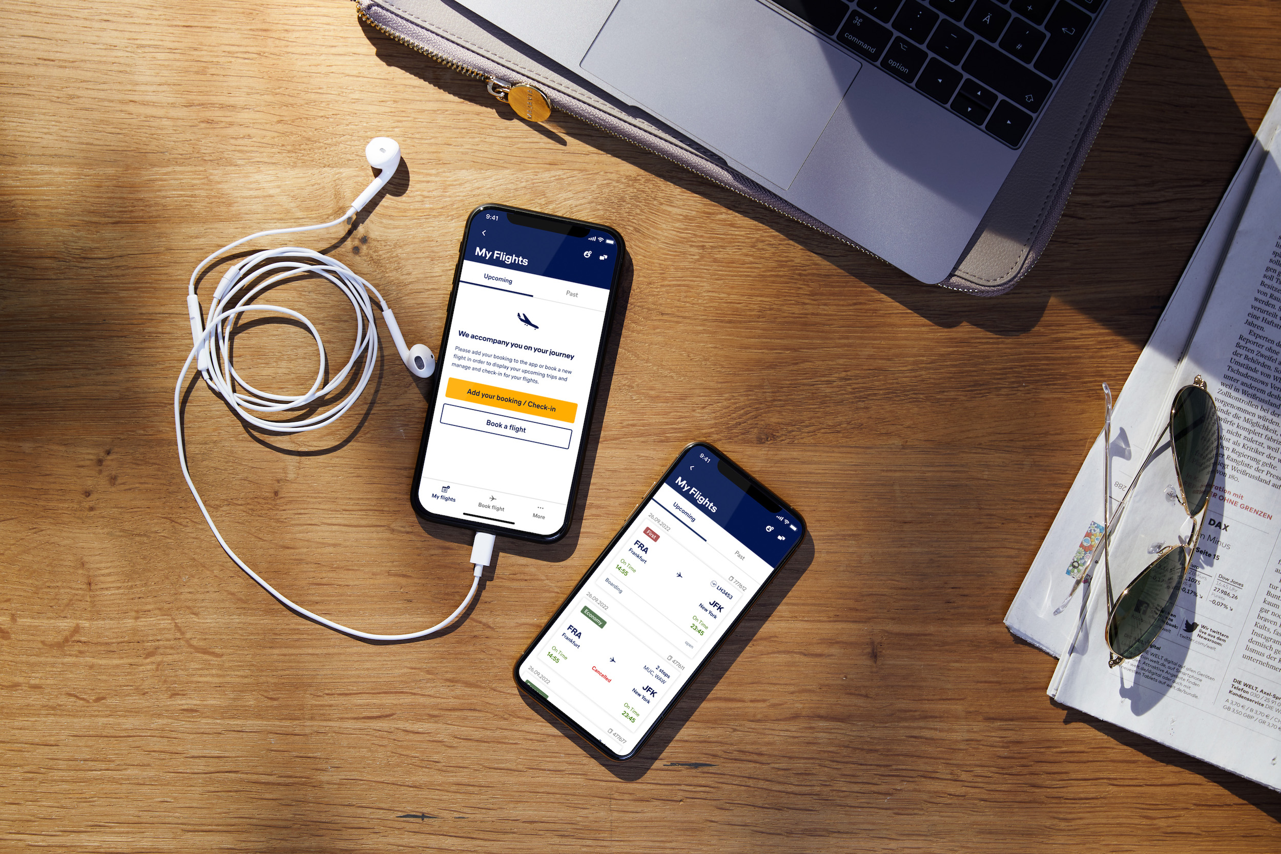 Premium mobile phone screen mockup template - Lufthansa App