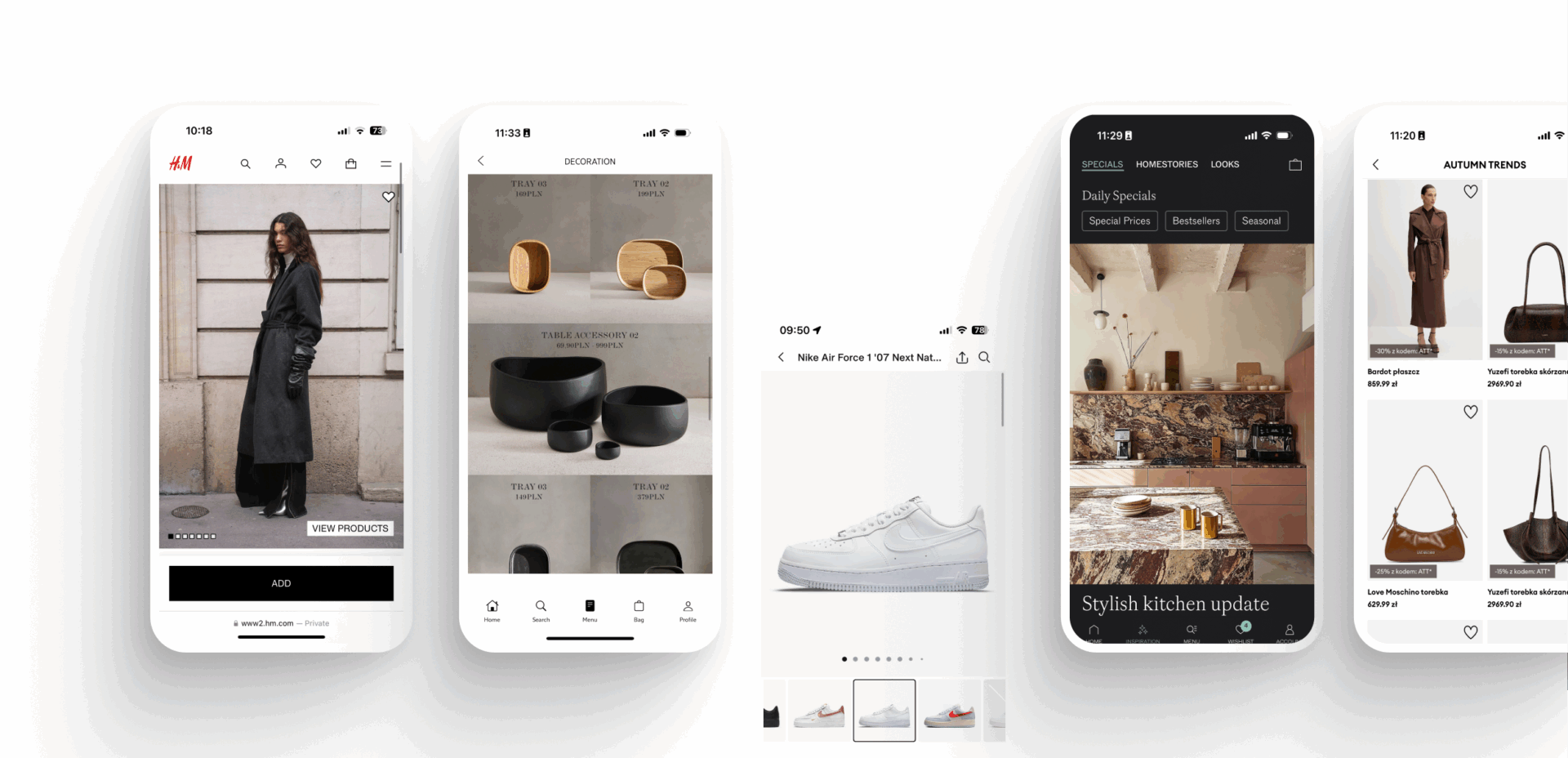 Illustration depicting a smartphone as the center of mobile shopping, surrounded by e-commerce symbols – a shopping cart, a package, a promotion icon, and push notifications. The graphic metaphorically shows a mobile application as an integrated sales channel and a key element of an omnichannel strategy. Simple, modern style, no text.