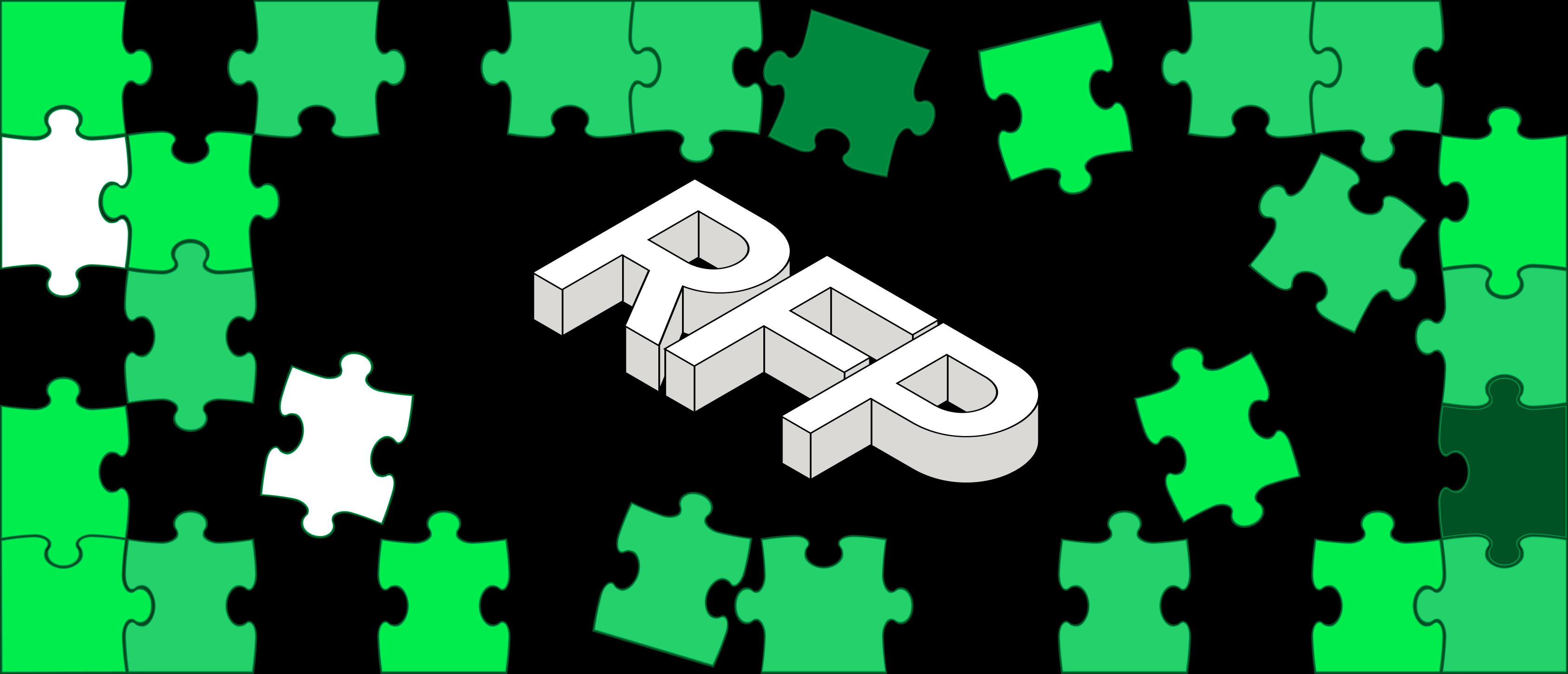 Grafika przedstawiająca napis ‘RFP’ w stylu 3D na tle puzzli w różnych odcieniach zieleni. Okładka artykułu poświęconego tematyce tworzenia zapytań ofertowych (RFP) na wdrożenie nowego systemu zarządzania treścią (CMS). Artykuł omawia kluczowe wymagania w procesie RFP, w tym funkcjonalności CMS, zarządzanie treścią, integracje i harmonogram projektu. Dedykowany firmom poszukującym przyszłościowych i elastycznych rozwiązań dla stron internetowych i sklepów internetowych. Uruchomienie CMS - rekomendacji oferenta i podwykonawców. RFP a prawo zamówień publicznych